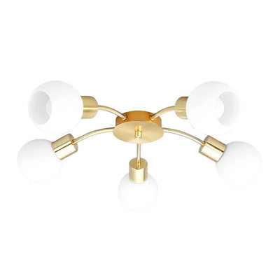 Lindby Deckenleuchte Deckenlampe Elaina messing Glas Opalglasschirme rund60
