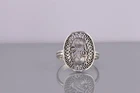 Vintage 800 Silver 20mm Oval Lacy Filigree Openwork Band Ring Sz: 10