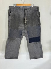 44 French Vintage GRAY workwear pants trousers distressed Patched mends repairs