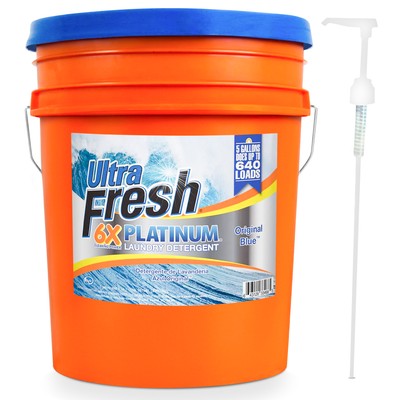 Ultra Fresh 6X Platinum 5 Gal Laundry Detergent, Up to 640 Loads, Original Blue
