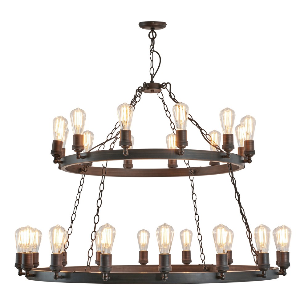 Visconte Capri 2 Tier Ring Ceiling Pendant Cartwheel 28 Light - Bronze