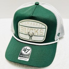 '47 Brand Milwaukee Bucks Hone Patch A-Frame Hitch Hat Cap Adjustable Green NBA