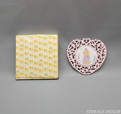 VTG Enesco Precious Moment Happiness Blooms in the Heart Pink Heart Wall Trivet
