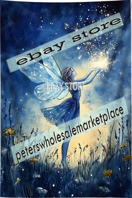 Wall Hanging Tapestry Whimsical Moon Magic fairy dancing night sky 39X59 in