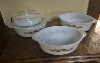 Set Of 3 Fire King Chanticleer Rooster Harvest Vegetable Anchor Hocking