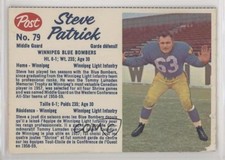 1962 Post Cereal CFL Steve Patrick (perforated) #79 b7j