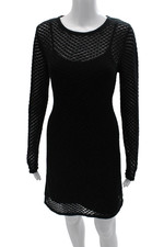 Everlane Womens Bodycon Mini Dress Black Organic Cotton Long Sleeve Size M