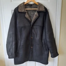 MAXIMO LUCIANO Italy Men's Black Original Sheatling Leather Fur Jacket Coat M