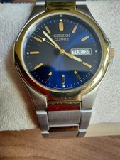 Citizen Quartz Men's Two-Tone Stainless Steel Bracelet Watch Blue Dial Day/Date