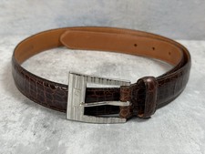 Vintage Ralph Lauren Leather Belt Brown Croc Embossed RL Logo Small 26-30 USA