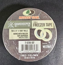 NIP Lot Of 2 Mossy Oak/Gamekeeper Butchery Freezer Tape Rolls; 3/4"X 1000" Deer