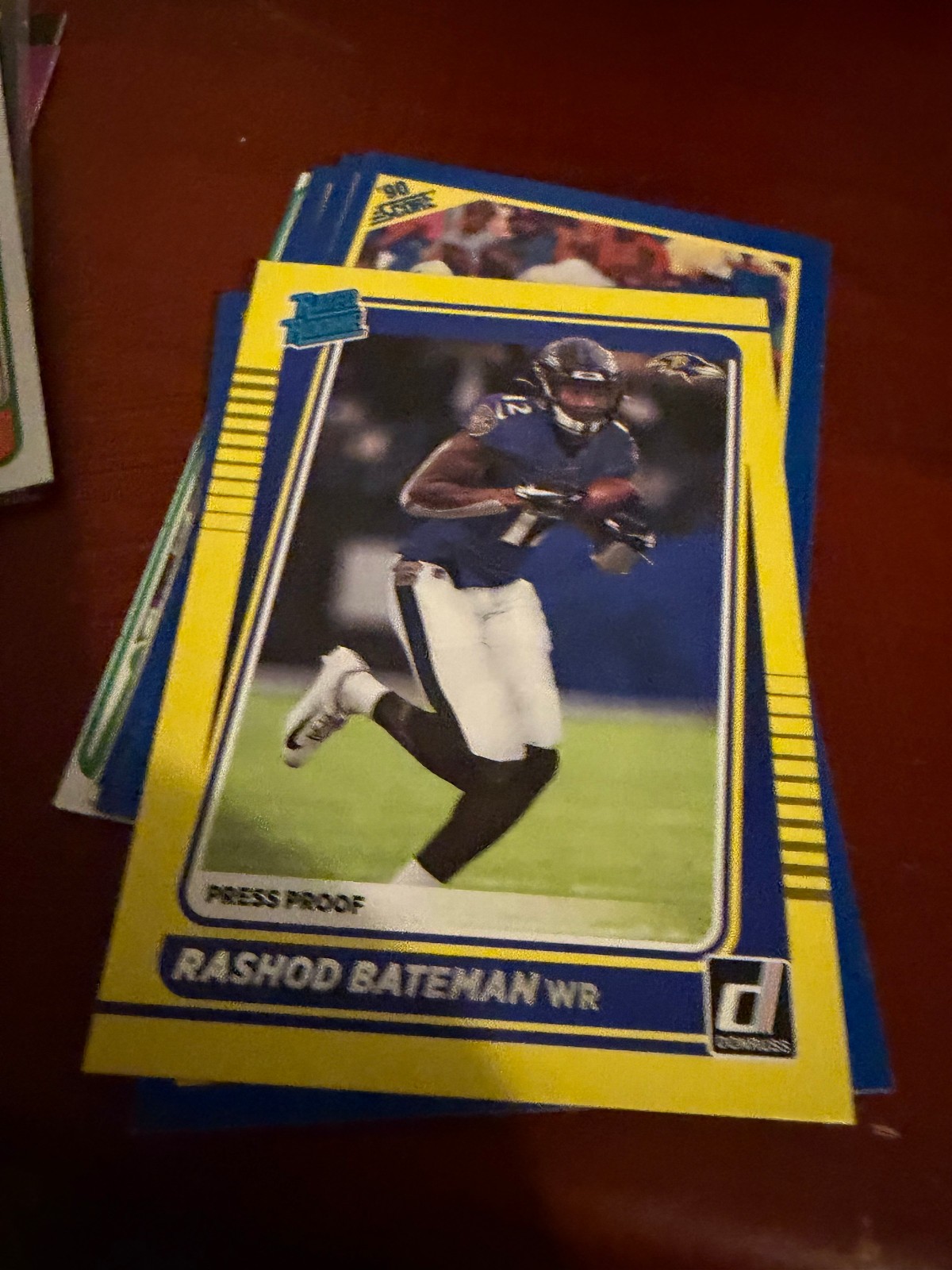 2021 Donruss Rashod Bateman Press Proof Yellow Rated Rookie RC #265 Ravens