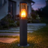 LED Sockelleuchte Wegeleuchte AußEnlampe Garten Feuer-Effekt Anthrazit H 45 Cm