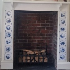 Delft Style Tile Fireplace Surround and Mantle - Dismantled for Collection