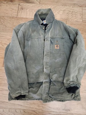 Vtg Carhartt Green Chore Coat Jacket Men s XL C02MOS Made In USA Blanket Lined