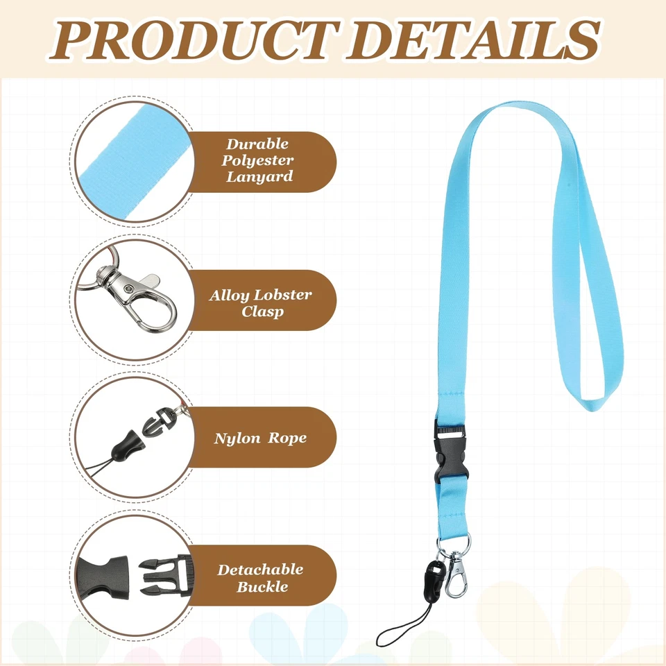 Paquete de 3 cordones azul claro para llaves, cordón separador para hombre Foto 3 de 4