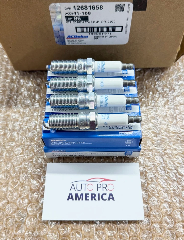 Iridium Spark Plugs GMC CHEVROLET BUICK GM ACDelco 41-108 4pcs SET OEM NEW - Image 2 of 4