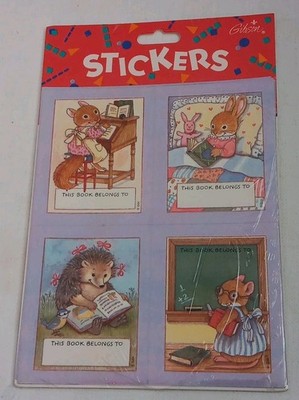 Vintage Sealed Gibson Stickers 4 Sheets ''This Book Belongs To'' Personal Library 