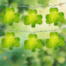Shamrock String Lights 6.8Ft St Patricks Day Lights Battery Operated 10 LED Shat