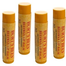 Pack of 4 Burt's Bees 0.15oz Beeswax Lip Balm, 100 Natural Origin