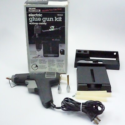 #ad Vintage Sears Craftsman Electric Glue Gun Kit 980543 w Shop Caddy In Box $46.71