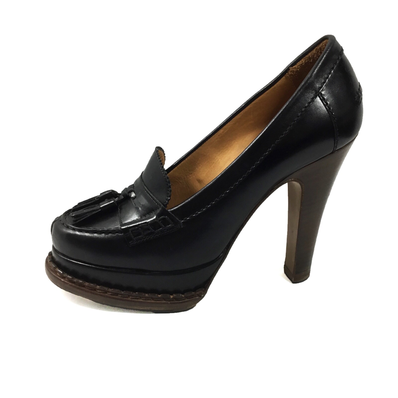 SAINT LAURENT Mocassini in pelle con plateau YVES ST LAURENT usati neri taglia 6 5 SRP $950