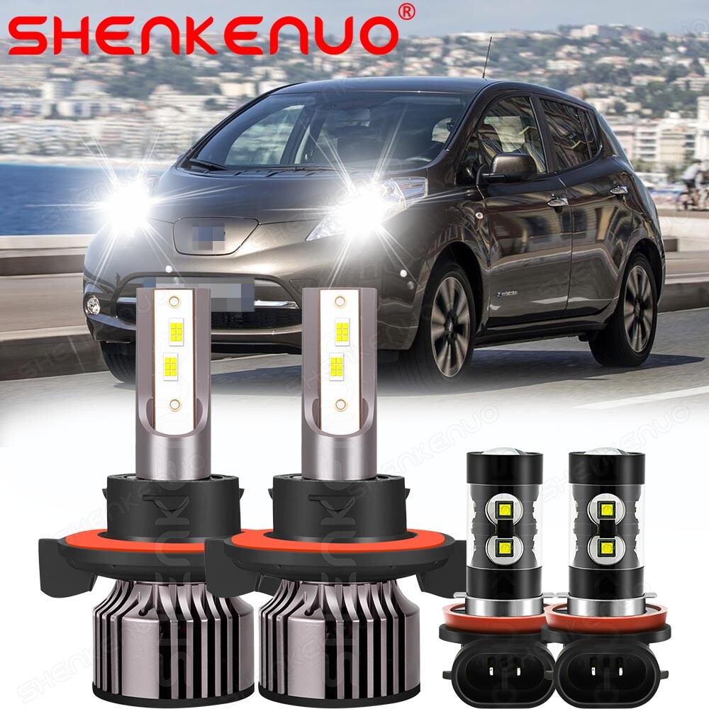 For Nissan LEAF 2013-2017 4pc White LED Headlight + Fog Light