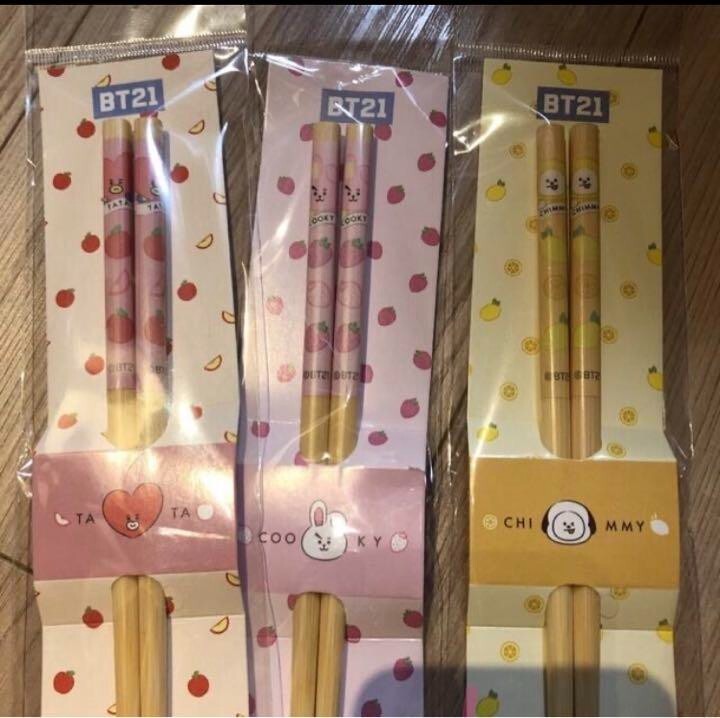 BTS BT21 Fruit chopsticks Tableware 7Types Complete Set official
