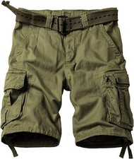 Mens Relaxed Fit Cargo Shorts Camo Multi Pocket 100% Cotton 11" Inseam Outdoor