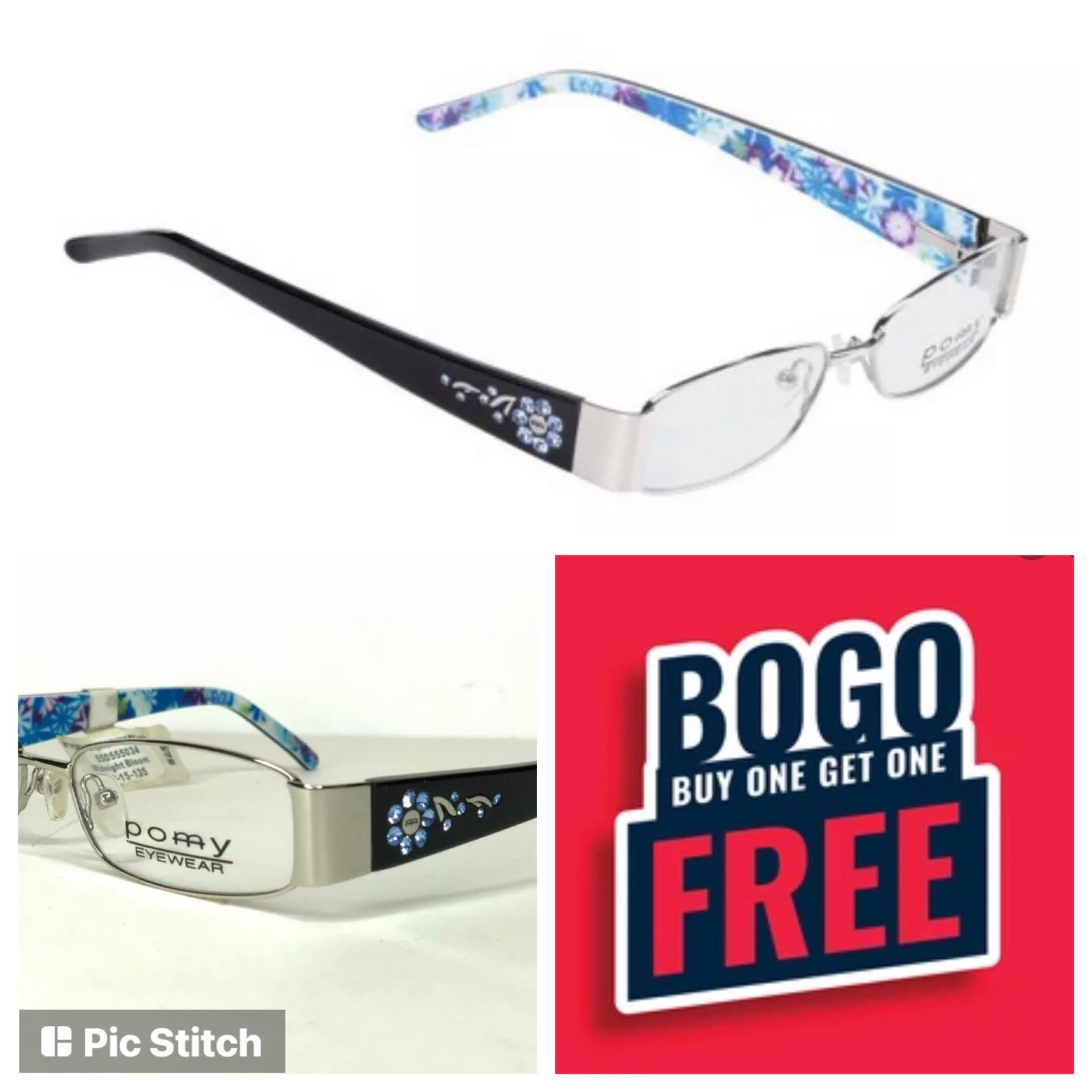 BOGO POMY Eyewear Eyeglasses RX Midnight Bloom 5015135 76 FRAMES Get