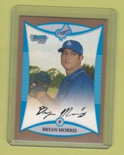 2008 Bowman Chrome Prospects Gold Refractor Bryan Morris #19/50 Dodgers
