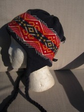 WOOL MULTICOLOR TASSELED hat for women .SIZE XL.MADE IN USA