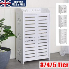 5 Tier Wooden Shoe Rack Storage Shelf Unit Cabinet Organiser Footwear Stand UK