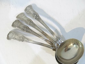 English-Kings-Pattern-Sterling-Silver-Gravy-Ladles-7-2-034-George-Adams-1864