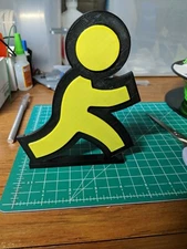 AOL logo Running man America Online 3D printed art display stand shelf