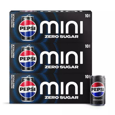 Pepsi Zero Sugar Mini Cans 7.5 fl oz 30 Pack No Calorie Cola Soda