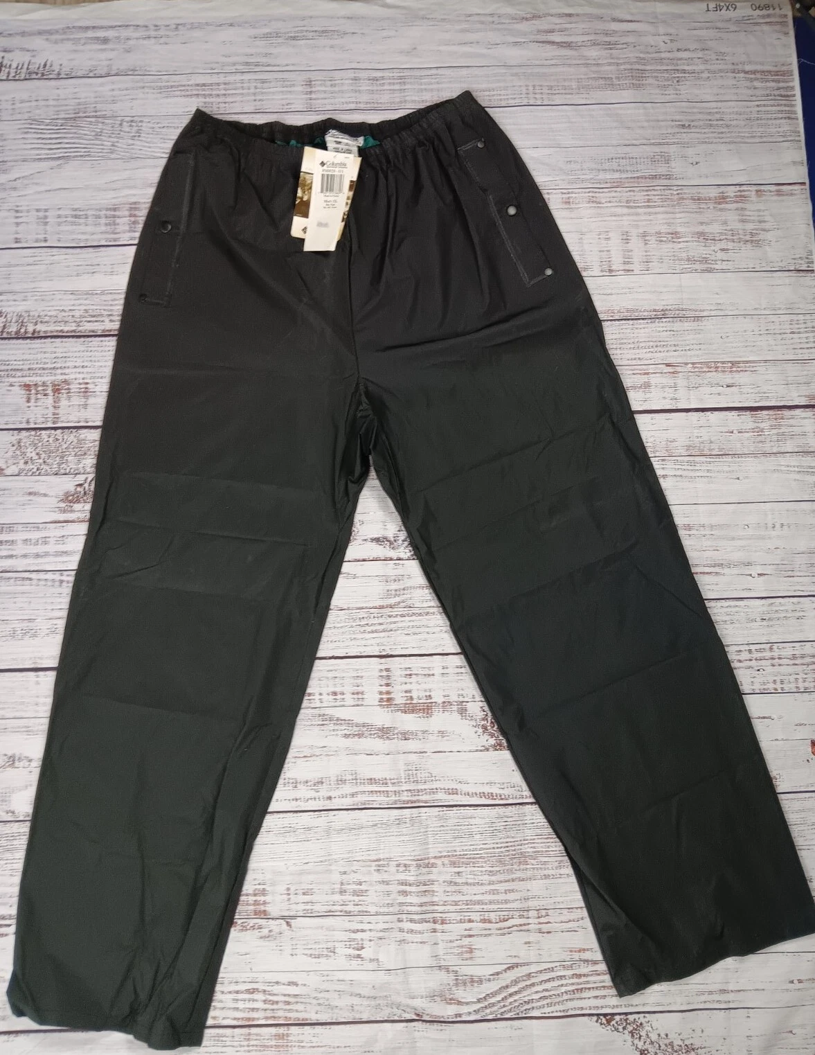 Columbia Rain Pants Men's XL Black Classic Ibex Plant RM 8020-700 Straight Leg