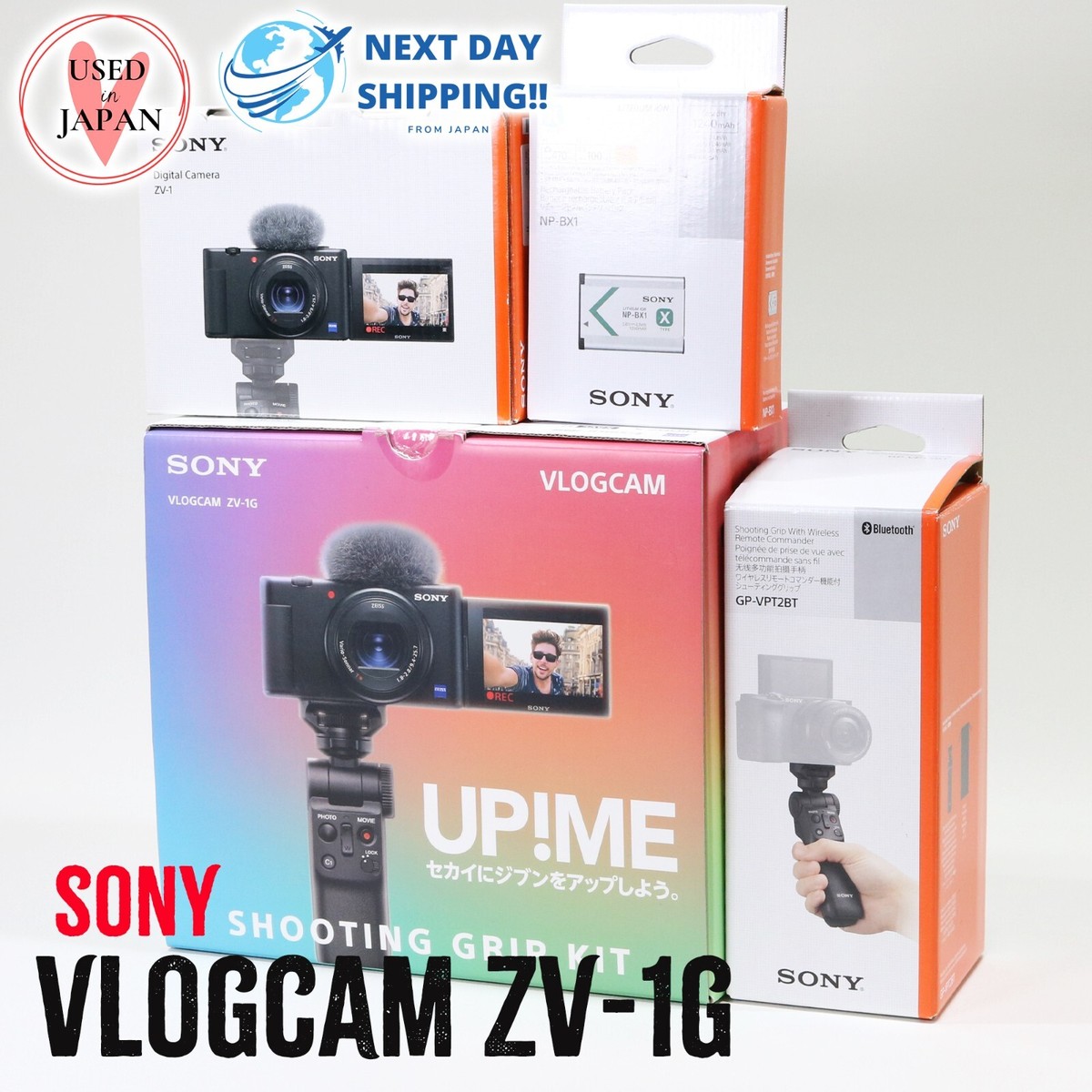 Sony Vlogcam ZV-1G w/Shooting Grip Bttery×3 Compact Digital