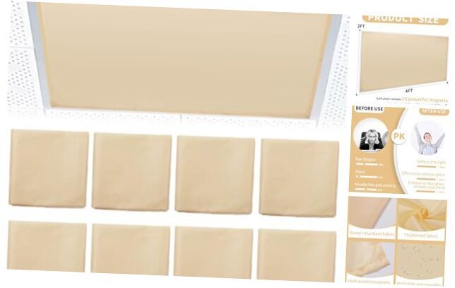 8 Pcs Fluorescent Light Covers for Ceiling Lights Classroom, Magnetic Light