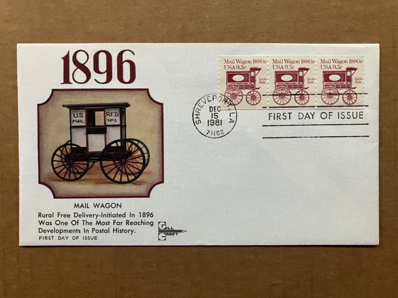 1981 9.3c Mail Wagon 1880s  1903 Gill Craft First Day Cover