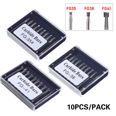 10Pcs Dental Carbide Burs Inverted Cone For High Speed Handpiece FG 35 38 41