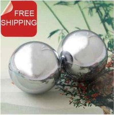 2 Chiming Baoding Balls. Chrome Steel, 40mm. Wrist/Hand Strengthen Relaxation.
