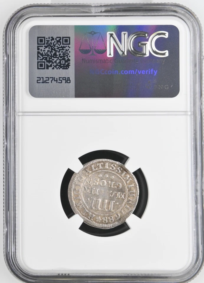 1688 Alemania 4 Mariengroschen, Brunswick-Wolfenbuttel. Detalles NGC AU Foto 4 de 4