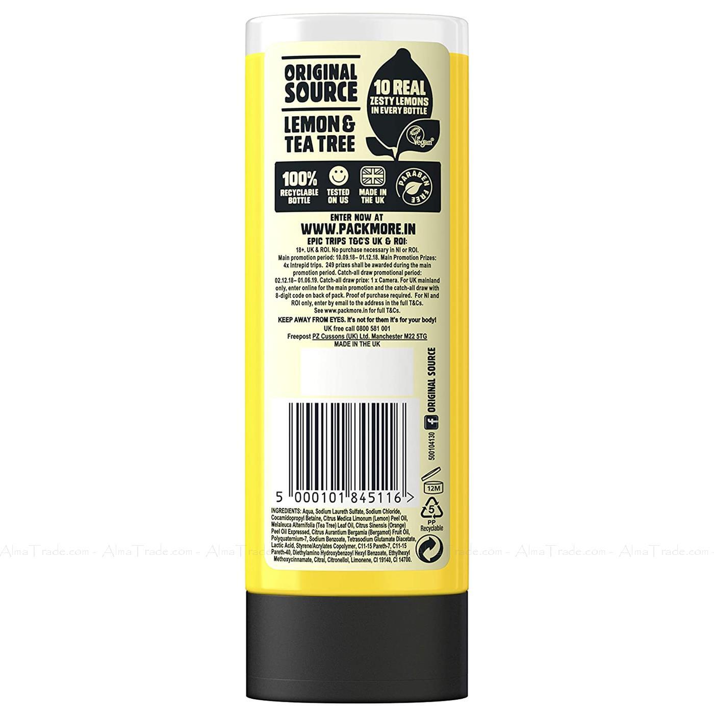 Original Source Zesty Lemon Shower Gel Natural Body Wash Bottle Pack 6