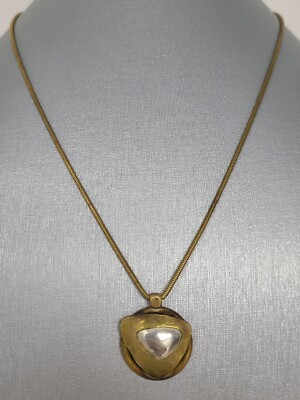 MARJORIE BAER SF Vintage Mixed Metal Pendant Necklace Brass