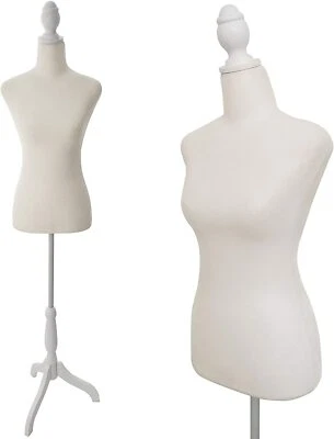 NATTORK Female Mannequin Torso Dress Clothing Form Display Tripod Stand White