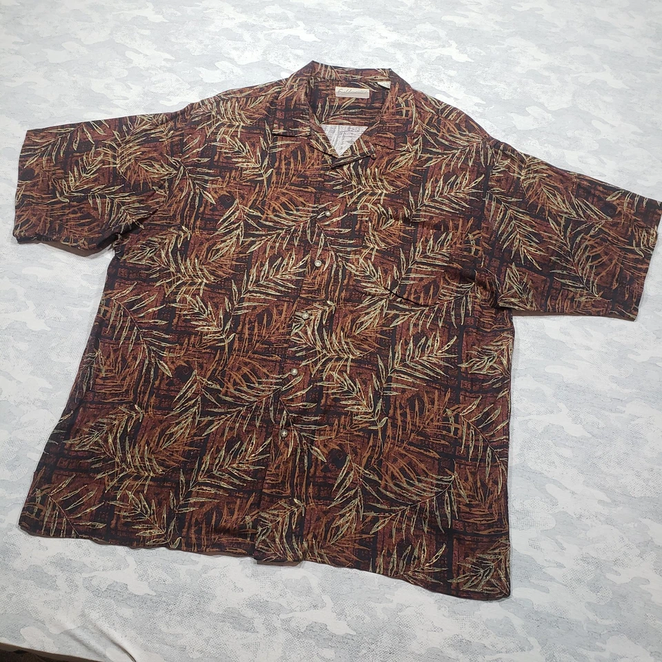 Camisa Hawaiana Fieldmaster Para Hombres XL Multicolor Hoja Peint Manga Corta Abotonada Foto 2 de 4