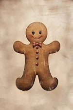 GINGERBREAD MAN CHRISTMAS STRETCHED CANVAS PRINT WALL ART READY TO HANG CA23