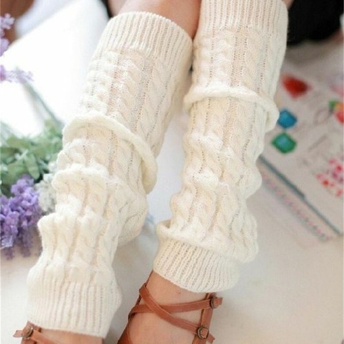 Women Ladies Winter Warm Leg Warmers Long Knit Knitted Crochet Socks Leggings - Picture 14 of 16