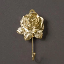 Gold Decorative Wall Hook Vintage Flower Key Hook Resin Rose Bathroom Towel H...